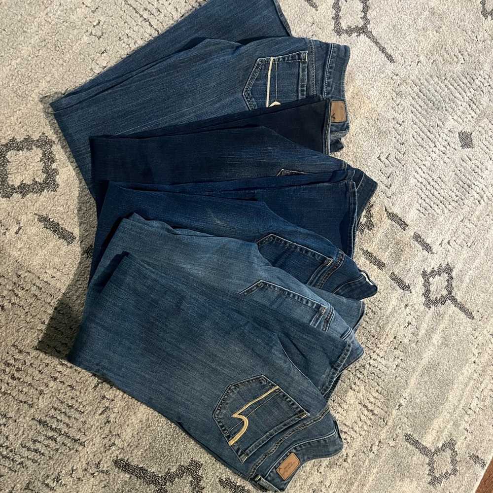 American Eagle Outfitters Dark and Medium Blue Flare Jeans artist jeans